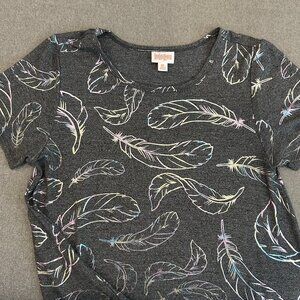 Lularoe Carly Metallic Feathers Rare XS